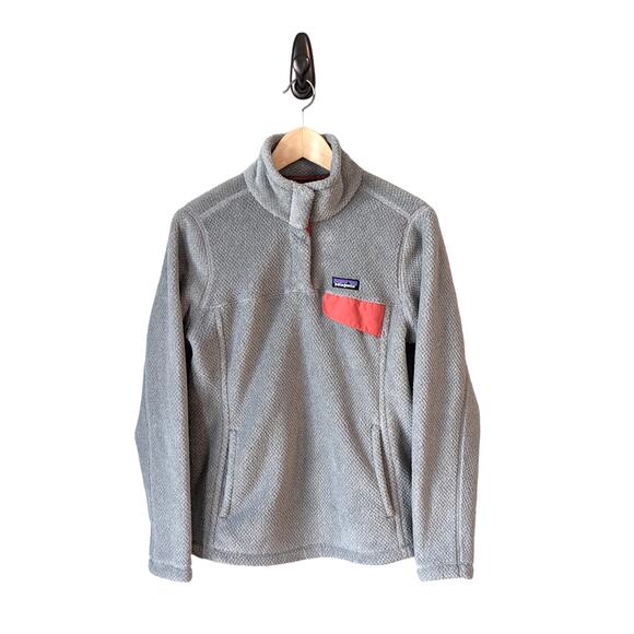 Patagonia Re-Tool Snap-T Pullover Fleece Womens Medium Tailored Grey Aurea Pink - Picture 1 of 13
